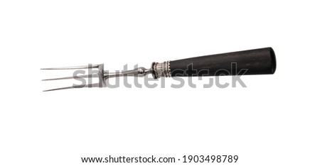 fork with wooden black handle isolated on white with clipping path