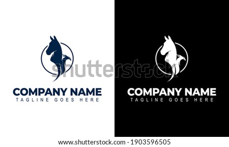 Vector illustration of creative logo design graphics. Horse and eagle vector template