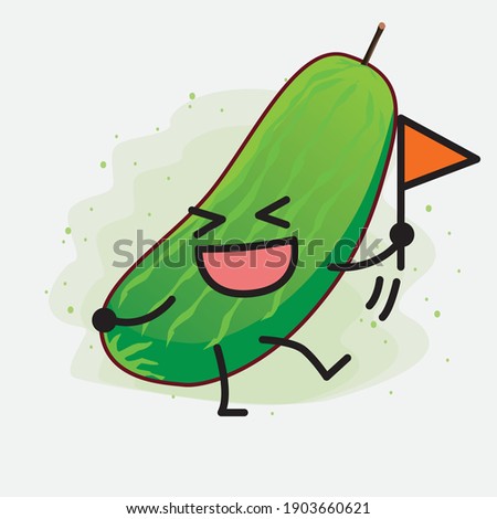 An illustration of Cute Cucumber Fruit Character Vector