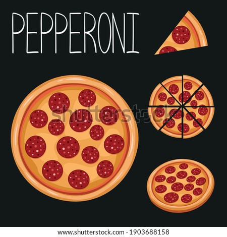 Pepperoni set. Vector illustration pizza collection
 Royalty-Free Stock Photo #1903688158