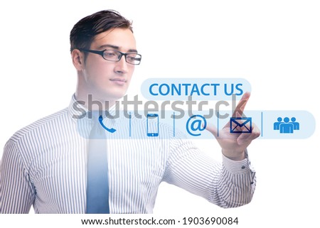 Businessman pressing in communication concept