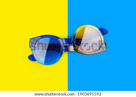 Unreal sunglasses, useless Impossible shape object, optical illusion, abstract surreal concept, upside down trick, visual perception, paradox, absurd idea, crazy fantasy, weird conundrum, mind game Royalty-Free Stock Photo #1903695592