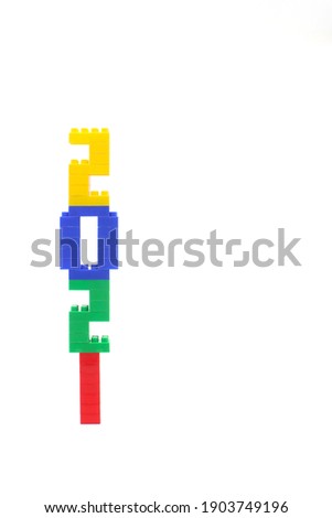 2021 Made of Colorful Blocks with white background