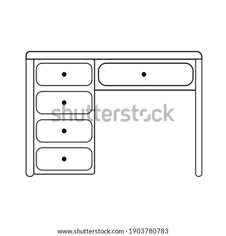 convenient workplace. the modern desk is isolated on a white background. Vector illustration in a linear style.