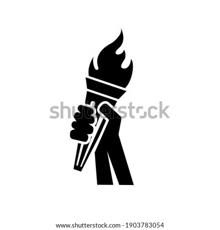 hand holding Flaming torch concept sports or freedom logo design vector illustration icon template isolated background