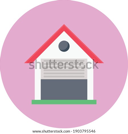 garage vector flat colour icon