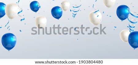 Celebration party banner with Blue color balloons background. Sale Vector illustration. Grand Opening Card luxury greeting rich. frame template. Royalty-Free Stock Photo #1903804480