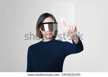 Businessman using vr headset with global communication technology