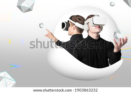 Man in VR glasses augmented reality futuristic technology