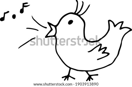 doodle illustration of a singing bird