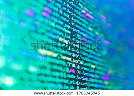 Php language and coding function developer. IT coding on monitor screen. Programming, webdesign HTML printed code. Screenshot with random parts of program code. Big data and Internet of things trend
