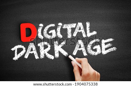 Digital dark age text on blackboard, concept background