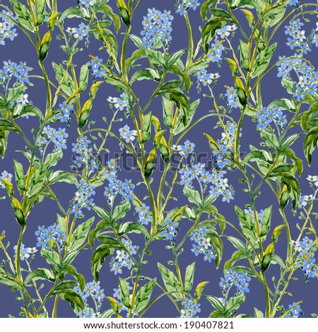 Forget me not seamless pattern