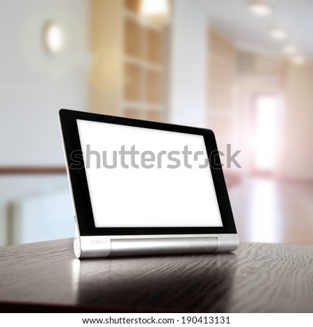 interior of office and tablet with white space for you 
