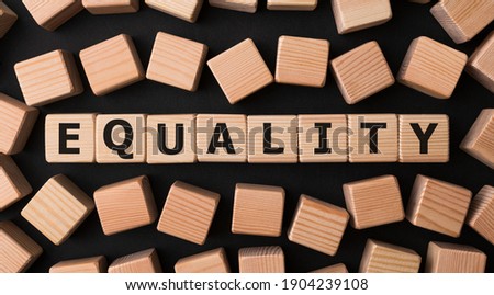 Word EQUALITY written on wood block,stock image