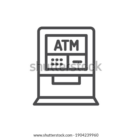 ATM color line icon. Isolated vector element. Outline pictogram for web page, mobile app, promo Royalty-Free Stock Photo #1904239960