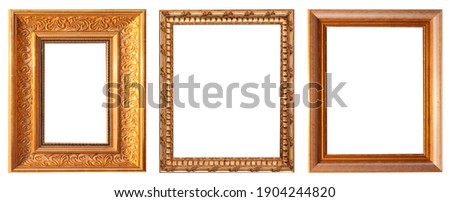 Set of gilded antique picture frames isolated on white background. Royalty-Free Stock Photo #1904244820