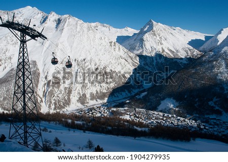 Cable car above Saas Fee (Switzerland)