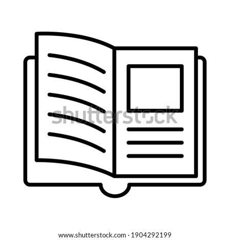 open book with picture line style icon design, Education literature and read theme Vector illustration