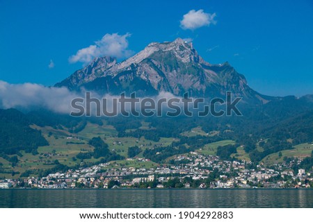 A picture of Mount Pilatus as seen from Lake Lucerne.