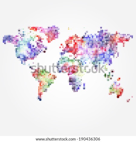 World Map with colored dots of different sizes