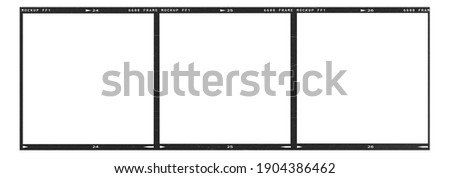 Film frame photo strip high-resolution blank filter. 35mm scan template texture effect. Trendy editable camera roll social stories design. 135 type isolated vintage analog cinema empty scratches. Royalty-Free Stock Photo #1904386462