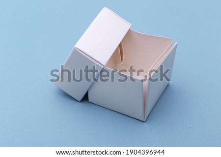white box on a blue background