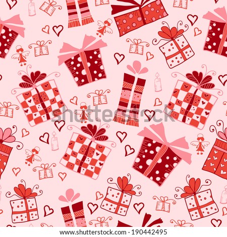 romantic pattern with present boxes. Rasterized Copy