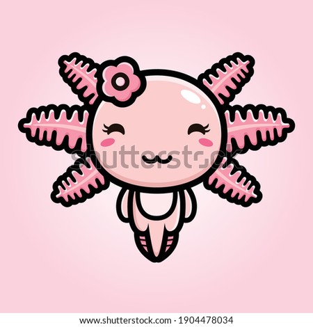 axolotl cute beautiful with flower accessories