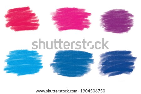Set of abstract painted multicolored stains isolated on white background