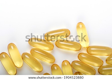 Healthy Vitamins, Omega 3,isolated, has a white background.Copy space