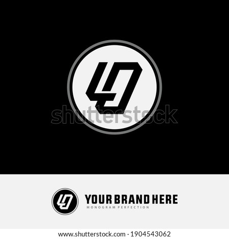 Initial letters L, O, LO or OL overlapping, interlock, monogram logo, black, white and gray color on black background