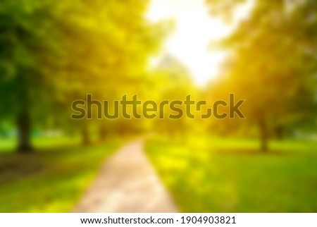 Blurred background in spring time of city park