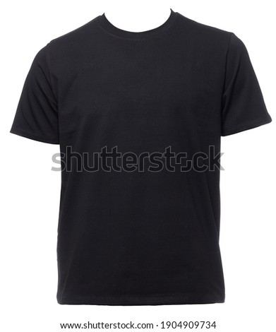 Black plain shortsleeve cotton T-Shirt template isolated on a white background Royalty-Free Stock Photo #1904909734