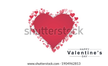 Valentines Day background with heart pattern and typography Happy Valentines Day text on white background. Vector illustration. Romantic quote postcard, postcard, invitation, banner template.