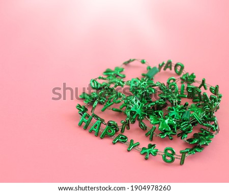 Saint Patrick`s Day. Saint Patrick`s decorative beads.Holiday concept.