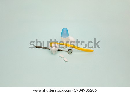 Set of different tools for dental care