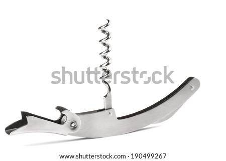 steel  corkscrew isolated on a white background.  Studio photo