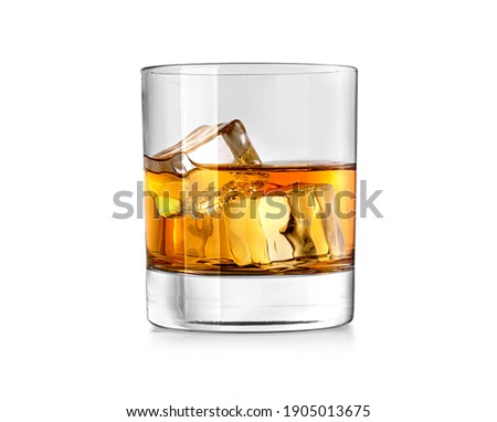 Whiskey glass. Isolated on white with reflection clipping path Royalty-Free Stock Photo #1905013675