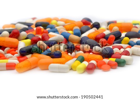 Pills isolated on white background 