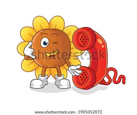 sun flower call mascot. cartoon vector