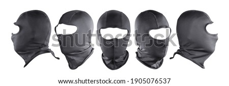 Black full face mask (balaclava) different views set. Isolated on white, clipping path included Royalty-Free Stock Photo #1905076537