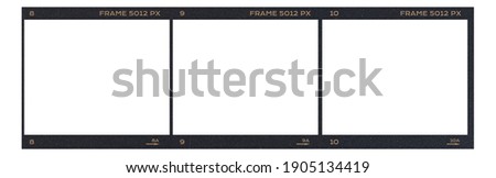 Film frame photo strip high-resolution blank filter. 35mm scan template texture effect. Trendy editable camera roll social stories design. 135 type isolated vintage analog cinema empty scratches.
