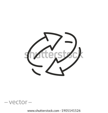 two arrow spin icon, recycle round, circle refresh or restart, thin line symbol on white background - editable stroke vector illustration eps10 Royalty-Free Stock Photo #1905141526