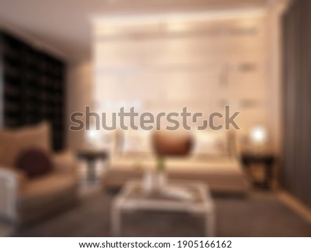 Defocused and Blurr Photo of Modern Comfortable and Unique Living Room Interior Design