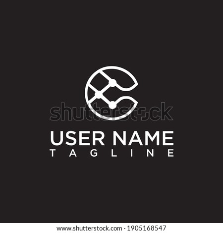 Initials letter C technology vector line logo design