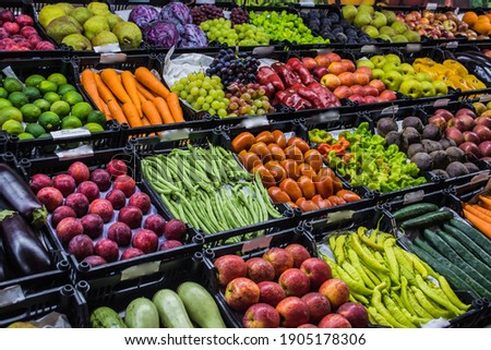 Many options of food at the organic market Royalty-Free Stock Photo #1905178306