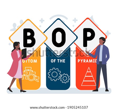 Flat design with people. BOP - Bottom of the Pyramid 
acronym, business concept background.   Vector illustration for website banner, marketing materials, business presentation, online advertising.