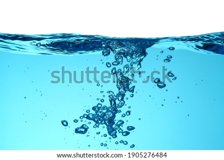 Water ripples and bubbles on white background for design