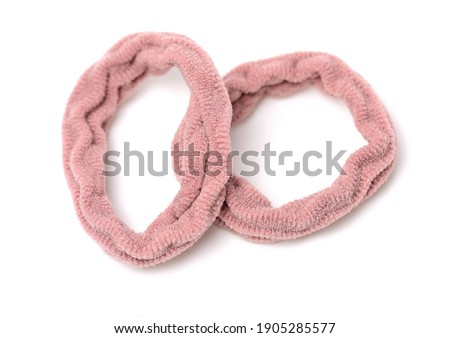 Colorful elastic hair bands on white background. 